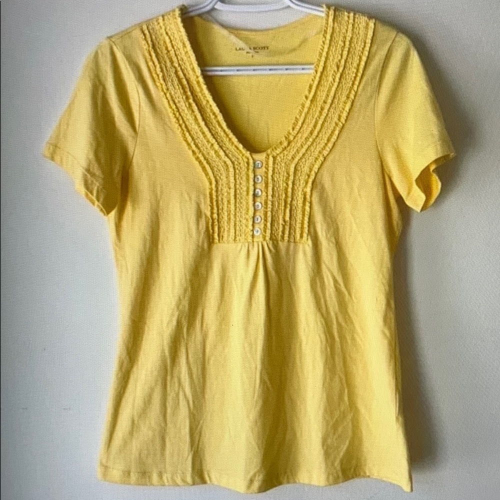 Laura Scott Yellow V-Neck Top